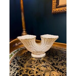 Lenox Double Wedding Ring Vase, Ivory Porcelain with Gold Trim, 7″